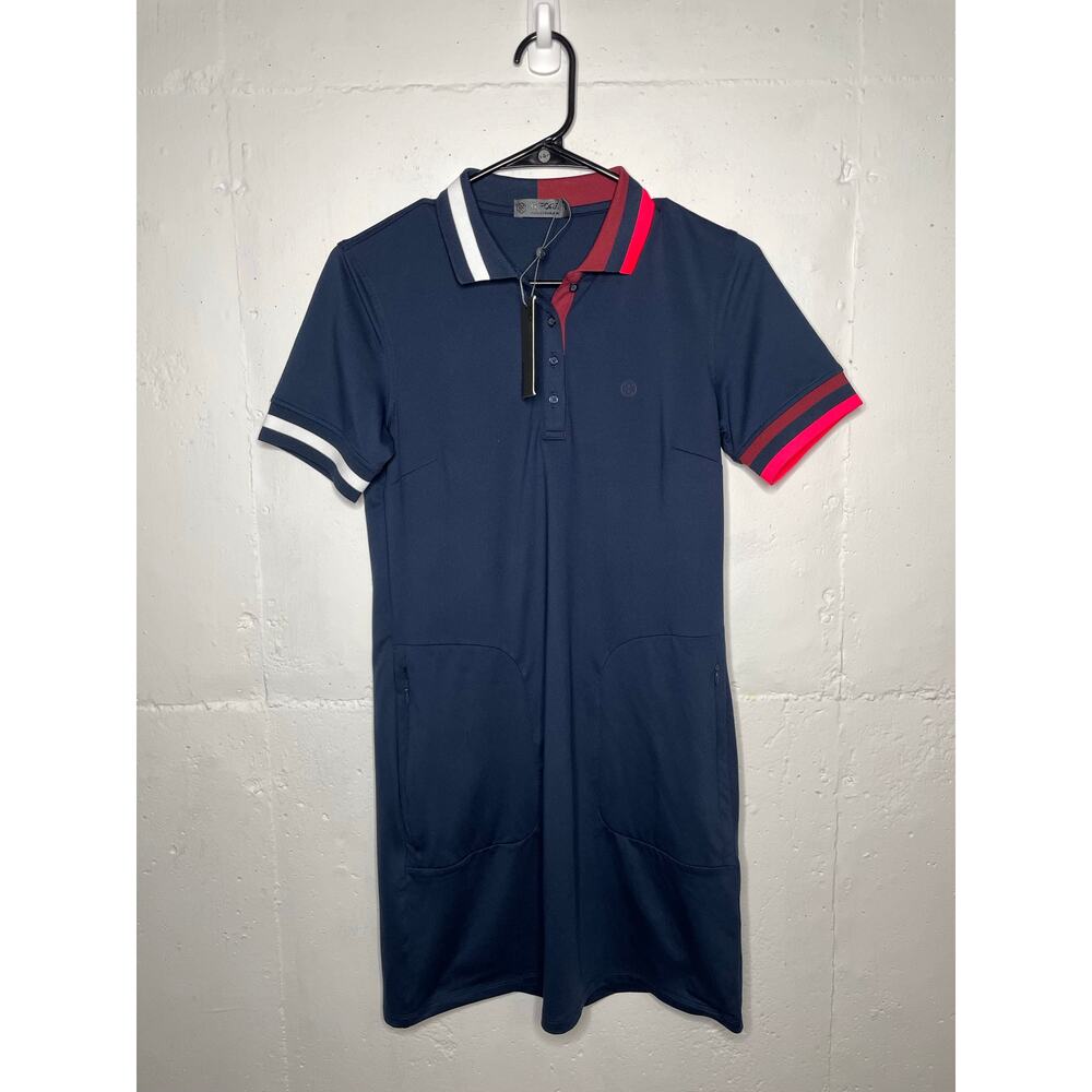 NEW G/Fore Contrast Collar Polo Dress S Twilight Tech Pique Womens Golf Size XS